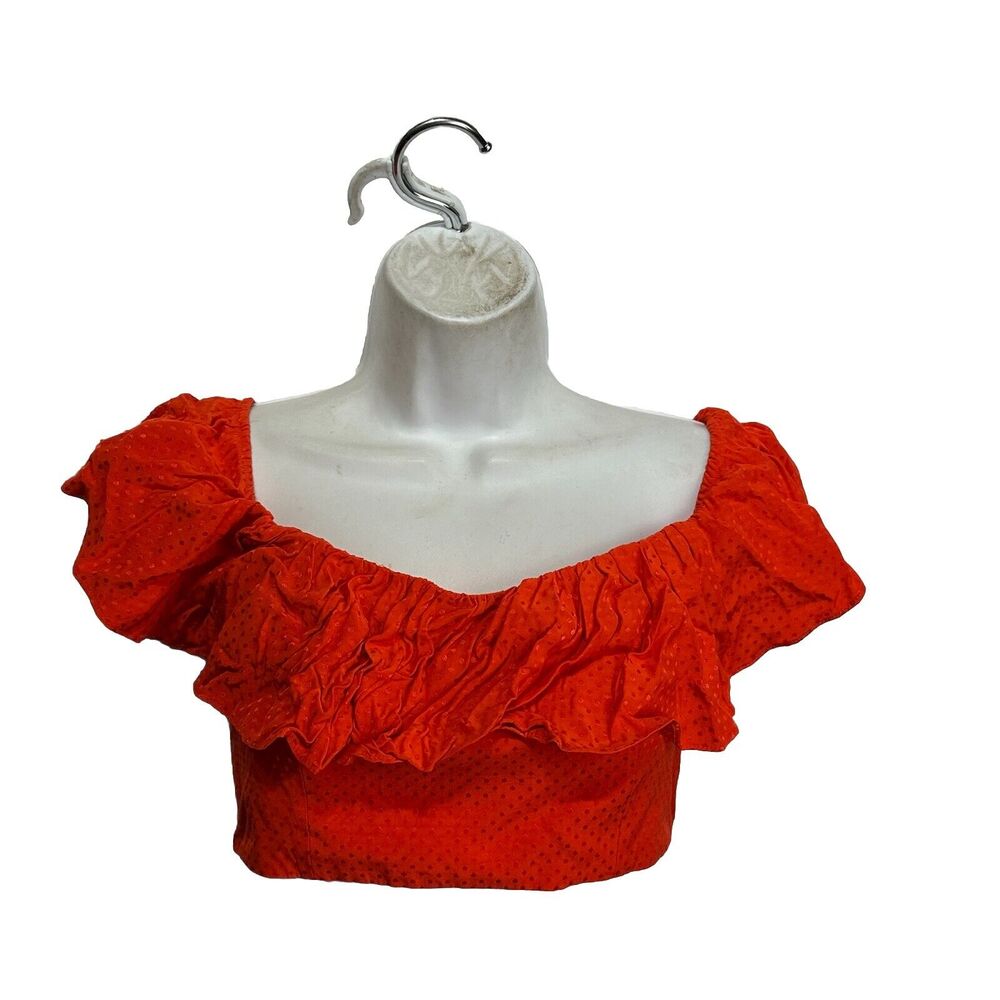 JAY GODFREY orange Ruffle Zip Crop Top Size 2